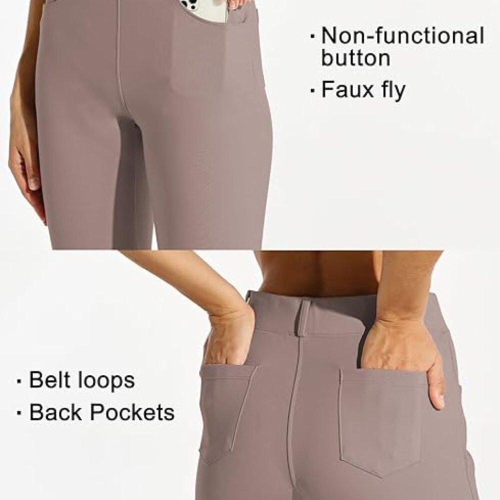 WILLIT Women's Yoga Dress Pants Straight Leg Work Slacks Stretchy Sz: L Taupe - Picture 4 of 12